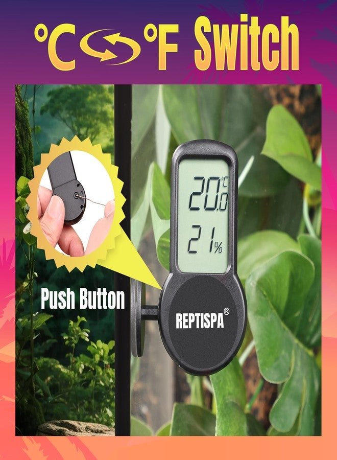 REPTISPA Reptile Thermometer Hygrometer, Pack of 2 Digital Thermometer Humidity Meter for Reptile Terrarium, Temperature Gauge Humidity Gauge with Digital LCD Display for Bearded Dragon Tank - Image 4